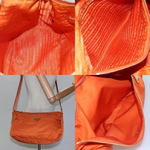 PRADA Shoulder Bag Nylon Orange Gold Auth 113766V - Picture 13 of 15